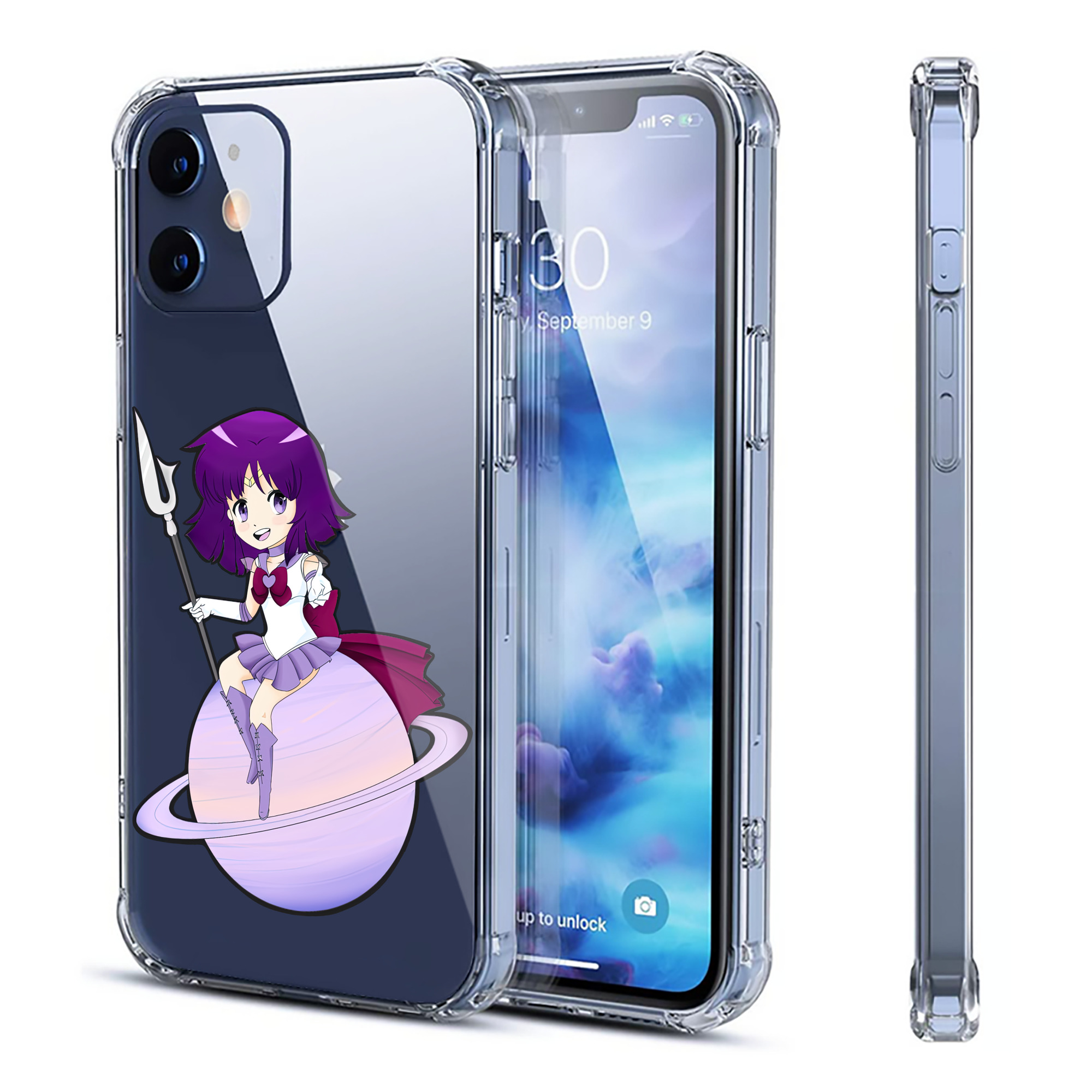 （画像用） 美少女戦士セーラームーン 土萠ほたる Sailor Moon Tomoe Hotaru （セーラーサターン；Sailor Saturn） 【iPhone 12シリーズ対応】透明スマホケース（クリアソフトケース）